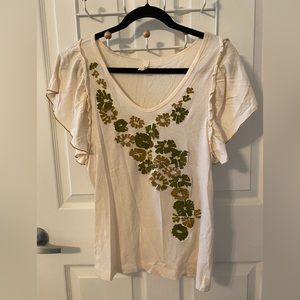Anthropologie Cream Tee | XS